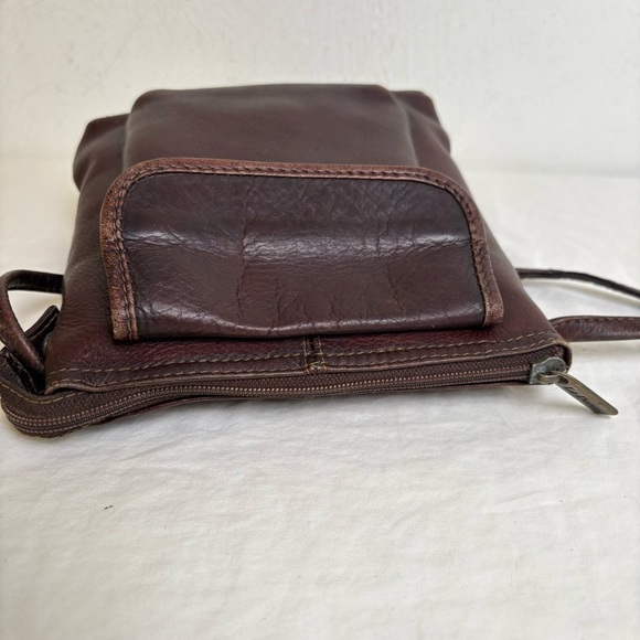 LE DONNE Vintage Genuine Leather Crossbody Bag Purse Minimalist Neutral Boho - Picture 6 of 14